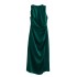 Wholesale of spring and summer new women's clothing from manufacturers, European and American style round neck sleeveless pleated silk satin texture vest dress, long skirt