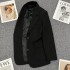 Black suit jacket for women, 2023 autumn new style, high-end, niche, explosive street style, back slit temperament, small suit