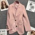 Pink casual petite 2023 suit jacket for women with a niche design sense, loose fitting top for spring and autumn students, suit for women