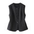 Round neck vest women's vest 2024 Spring and Autumn new top, waist cinching slim fit small suit sleeveless short clip