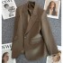 Coffee colored suit jacket for women in the spring and autumn of 2024, a new style for small men with a button up style, suitable for cross-border foreign trade