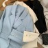 Suit jacket for women, 2023 autumn new Korean version, loose and casual two button temperament, light blue, internet famous small suit