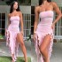 2025 European and American style summer new cross-border hot item one shoulder jellyfish lace dress sexy spicy girl ur women's clothing