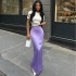 2023 European and American socialite autumn style high-end solid color slim fit long skirt with irregular drape, covering the flesh half body skirt for hair replacement