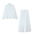 Foreign trade 2024 women's wholesale casual suit linen blend long sleeved shirt+high waisted straight leg pants 487078