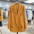 Orange mini suit jacket for women's Spring and Autumn 2022 new Korean version straight tube casual niche design explosive street trend top