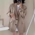 Small top, black suit jacket, women's 2024 new spring and autumn Korean version, casual, comfortable and high-end suit