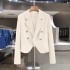 New white French style short suit jacket for women in spring and autumn of 2025, with a light mature and fragrant texture, suitable for foreign trade