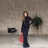 European and American 2025 autumn and winter temperament socialite private dress standing collar long sleeved waist cinched slim fit bag hip cinched pleated jumpsuit wholesale