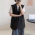 Black women's suit, small commuting vest jacket, women's 2024 Spring and Autumn new design, niche design, shoulder clip