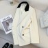 Off white Korean style design sense suit jacket for women in the spring of 2024, with a high-end casual style and explosive street small suit