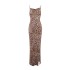 Amazon Cross border Foreign Trade Women's Wear 2024 Summer New Product Sexy Bareback Split Leopard Print Strap Dress