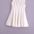 Foreign Trade 2024 European and American Summer New Fashion Round Neck Sleeveless Waist Fold Solid Color Dress for Women 4043041