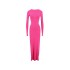 European and American sexy women's winter reversible evening dress, pleated long sleeved backless long style dress with socialite temperament