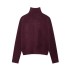 Foreign Trade 2024 Autumn New European and American Style Women's Fashion High Collar Long Sleeve Soft Basic Knitted Sweater 2142170