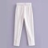 Cross border European women's 2023 spring new item with belt, pure white pants, pants+suit set