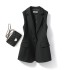 Solid color black suit collar, women's clip buckle temperament commuting vest, 2022 Spring and Autumn vest for women