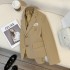 2023 autumn new khaki short suit jacket for women with short stature, designed with a college style commuting suit