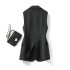 Solid color black suit collar, women's clip buckle temperament commuting vest, 2022 Spring and Autumn vest for women