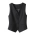 Black V-neck small suit, vest, women's outfit, retro short style, stacked fashion vest, vest, vest, vest, vest, sleeveless, camisole top