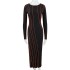 New popular item for autumn and winter 2023 in Europe and America, small pit stripe round neck reverse edge dress, Amazon foreign trade wholesale women's clothing