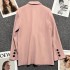 Pink casual petite 2023 suit jacket for women with a niche design sense, loose fitting top for spring and autumn students, suit for women