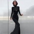 European and American 2023 autumn and winter temperament socialite private clothing high neck long sleeved waist bag hip slimming jumpsuit long skirt wholesale hair agency