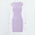 2023I European and American style summer new ins women's round neck sleeveless solid color fashionable slim fit hip hugging dress 025