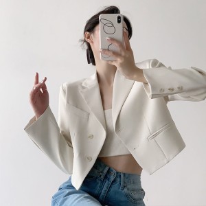 French suit jacket for women in spring, short stature for commuting, versatile and trendy temperament, short jacket top