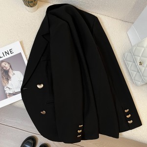 Advanced black suit jacket for women, 2024 Spring and Autumn new fashion casual design, slimming suit top