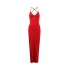 European and American Cross border Women's 2024 New Sexy Evening Dress Long Skirt with Bareback, Cross Shoulder Straps, Shrink Fold, and Hip Wrap Dress