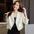 Off white ultra short suit jacket for women, autumn 2023 new item, small and stylish design, versatile suit