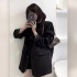 Small top, black suit jacket, women's 2024 new spring and autumn Korean version, casual, comfortable and high-end suit