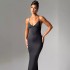 European and American Cross border Women's 2024 New Sexy Evening Dress Long Skirt with Bareback, Cross Shoulder Straps, Shrink Fold, and Hip Wrap Dress