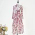 Real shot spot 2025 new high-end lace patchwork sweet printed ruffle edge irregular dress for socialites