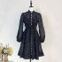 Real shot spot French early spring silk linen drape heavy industry nail drill long sleeved buckle lantern sleeve dress looks slim and elegant