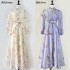 Real time spot vintage palace style light luxury heavy industry nail diamond print waist cinching lace up dress long skirt+camisole skirt