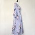 Real time spot Australian spring and summer new linen print V-neck single breasted lantern sleeve long dress party skirt