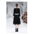 Real shot small fragrant style V-neck long sleeved knitted patchwork mesh irregular dress in stock