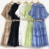 Real time spot new French high-end style niche embroidered hollow out shirt+elastic waist large swing skirt set