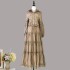 Real time spot European and American court retro dress heavy embroidery top+super large skirt half skirt set long