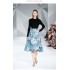 Two piece set of slim fitting knitted sweater and vintage Hepburn jacquard skirt in stock