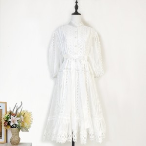 Real time spot French retro palace style new high-quality embroidered lace super large swing dress party dress