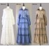 Real time spot French style long skirt set with high-end feel, hollowed out embroidery lace patchwork top+half skirt set