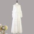 Real time spot European and American court retro dress heavy embroidery top+super large skirt half skirt set long