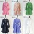 Real shot spot French early spring silk linen drape heavy industry nail drill long sleeved buckle lantern sleeve dress looks slim and elegant