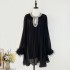 Real shooting spot 5-color heavy industry handmade nail bead ostrich real hair super large swing pleated dress strap short skirt