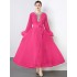 Factory direct sales of Miyake wrinkled ostrich hair heavy industry rhinestone evening dress pleated dress