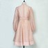 Real shot spot French early spring silk linen drape heavy industry nail drill long sleeved buckle lantern sleeve dress looks slim and elegant