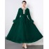 Factory direct sales of Miyake wrinkled ostrich hair heavy industry rhinestone evening dress pleated dress